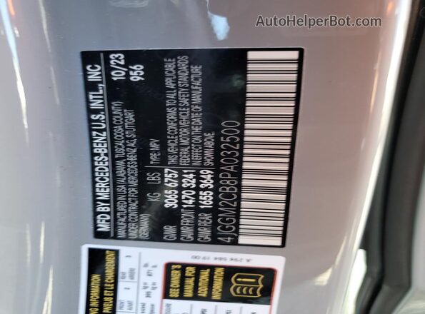 4JGGM2CB8PA032500 2023 MERCEDES-BENZ EQE Серый Вид наклейки с VIN-кодом