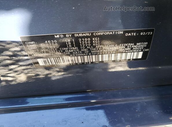 4S3BWAF61P3013339 2023 SUBARU LEGACY Blue Вид підкапотного простору