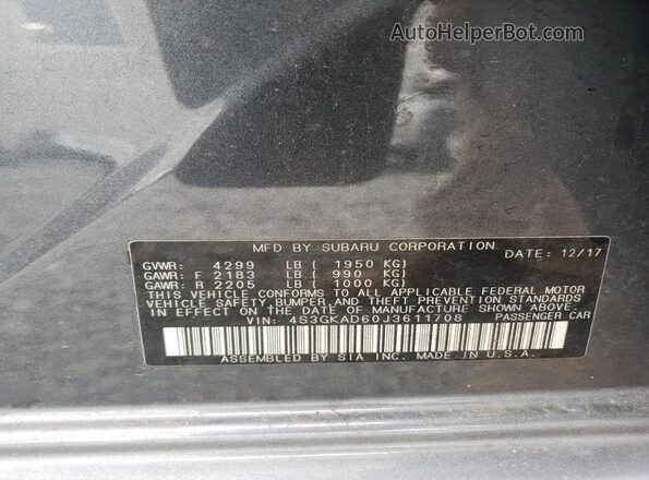 4S3GKAD60J3611708 2018 SUBARU IMPREZA Gray 