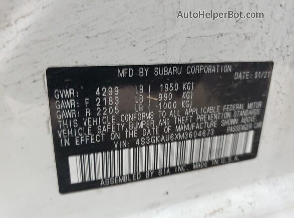 4S3GKAU6XM3604673 2021 SUBARU IMPREZA White Widok komory silnika