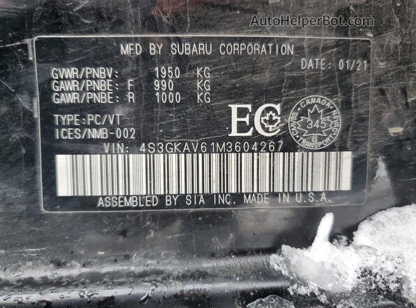 4S3GKAV61M3604267 2021 SUBARU IMPREZA Черный Вид подкапотного пространства