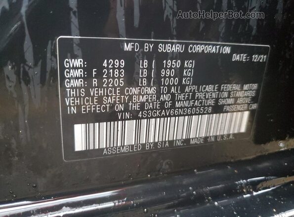 4S3GKAV66N3605528 2022 SUBARU IMPREZA Black Շարժիչի բաժամունքի տեսք