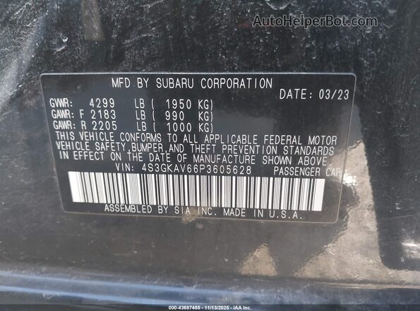 4S3GKAV66P3605628 2023 SUBARU IMPREZA Black Вид підкапотного простору