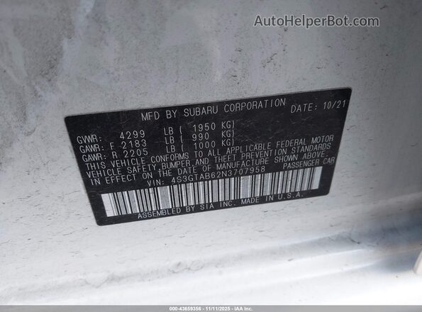 4S3GTAB62N3707958 2022 SUBARU IMPREZA Белый Вид подкапотного пространства