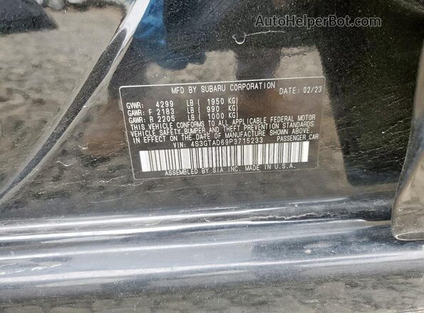 4S3GTAD69P3715233 2023 SUBARU IMPREZA Black ძრავის განყოფილების ხედი
