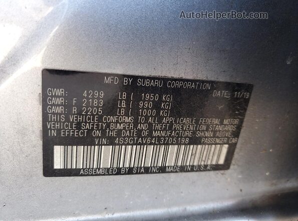 4S3GTAV64L3705198 2020 SUBARU IMPREZA Серебряный Вид подкапотного пространства