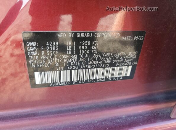 4S3GTAV66P3702373 2023 SUBARU IMPREZA Красный Вид подкапотного пространства