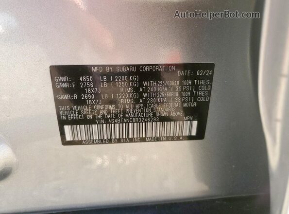 4S4BTANC8R3246293 2024 SUBARU OUTBACK Silver 