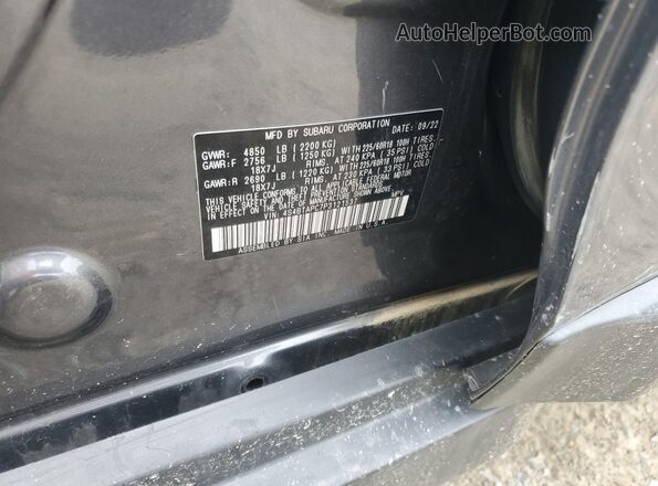 4S4BTAPC7P3121537 2023 SUBARU OUTBACK Gray VIN կոդի պիտակի տեսք