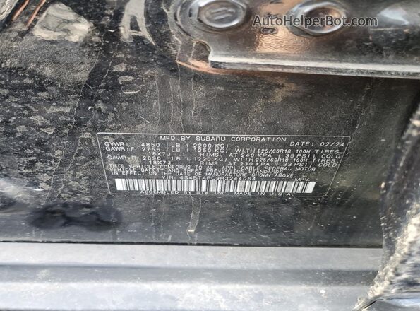 4S4BTAPC9R3244064 2024 SUBARU OUTBACK Black Widok naklejki z numerem VIN