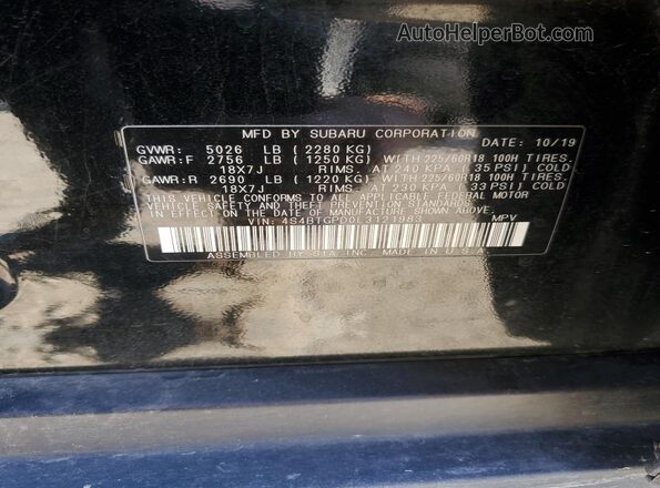 4S4BTGPD0L3121983 2020 SUBARU OUTBACK Черный Вид наклейки с VIN-кодом