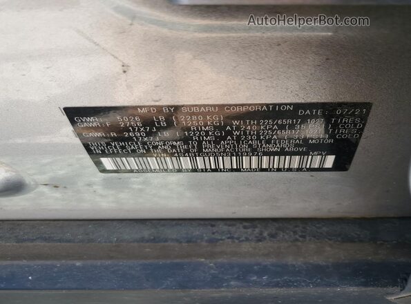 4S4BTGUD5N3119976 2022 SUBARU OUTBACK Серебряный Панорамный вид салона 360°