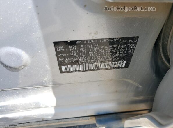 4S4WMAAD0P3449124 2023 SUBARU ASCENT Silver VIN կոդի պիտակի տեսք