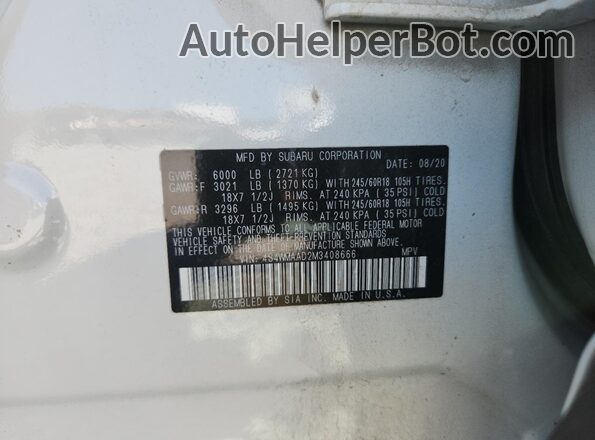 4S4WMAAD2M3408666 2021 SUBARU ASCENT White 