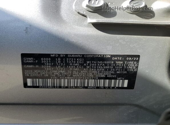4S4WMAED4P3460718 2023 SUBARU ASCENT Серебряный Вид наклейки с VIN-кодом