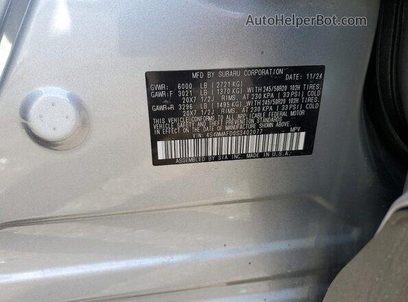 4S4WMAFD0S3402077 2025 SUBARU ASCENT Серебряный Вид наклейки с VIN-кодом