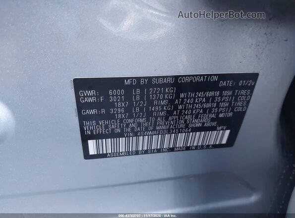 4S4WMAFD3L3451064 2020 SUBARU ASCENT Silver Engine compartment view
