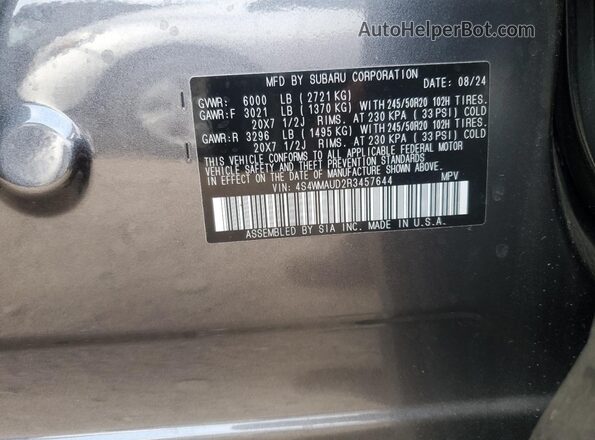 4S4WMAUD2R3457644 2024 SUBARU ASCENT Серый 