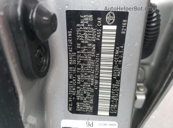 4T1BF1FK2HU676214 2017 TOYOTA LE Silver 