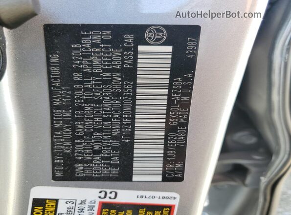 4T1GZ1FB0NU073562 2022 TOYOTA AVALON Silver Вид підкапотного простору