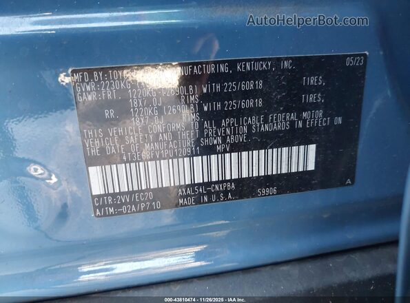 4T3E6RFV1PU120911 2023 TOYOTA RAV4 HYBRID Blue Շարժիչի բաժամունքի տեսք
