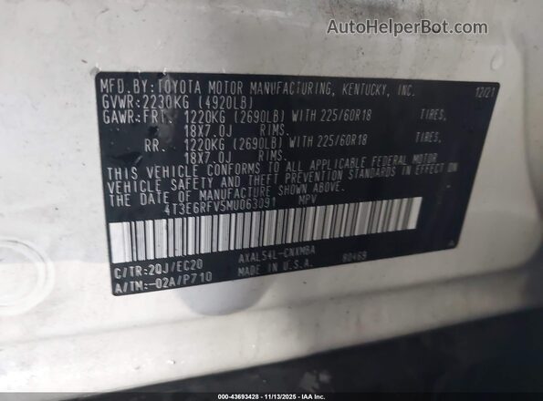 4T3E6RFV5MU063091 2021 TOYOTA RAV4 HYBRID White ძრავის განყოფილების ხედი