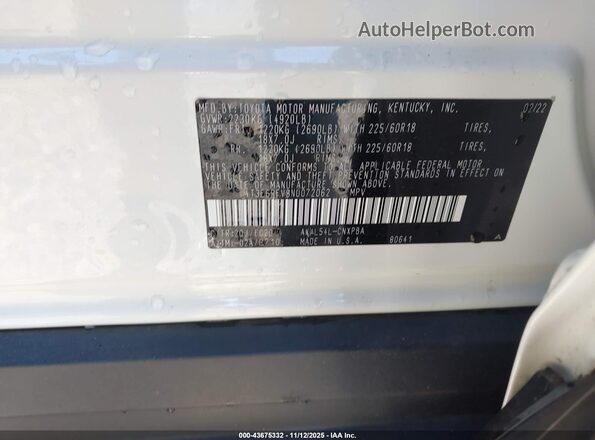 4T3E6RFV8NU072062 2022 TOYOTA RAV4 HYBRID White Շարժիչի բաժամունքի տեսք