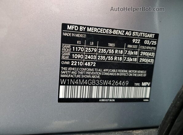 W1N4M4GB3SW426469 2025 MERCEDES-BENZ GLB-CLASS Silver 