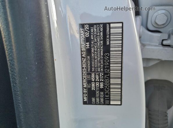 W1K3G5BB7LJ219093 2020 MERCEDES-BENZ A-CLASS White 