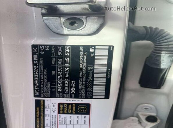 4JGFB6BB3NA664781 2022 MERCEDES-BENZ GLE White Vista interior trasera