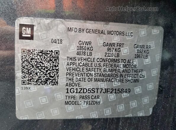 1G1ZD5ST7JF215849 2018 CHEVROLET MALIBU Gray Widok naklejki z numerem VIN