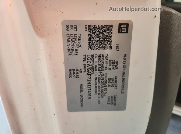 1GCWGAFP1N1174919 2022 CHEVROLET EXPRESS White 360 interior view