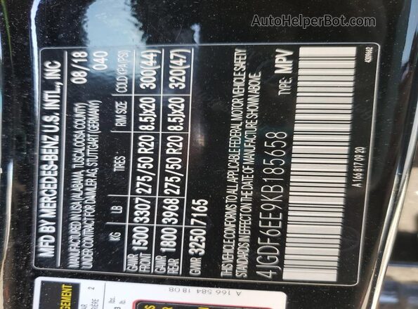 4JGDF6EE9KB185658 2019 MERCEDES-BENZ GLS-CLASS Black Widok wnętrza 360 stopni