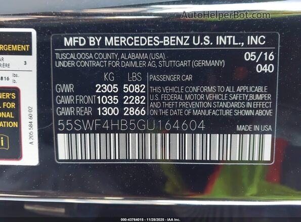 55SWF4HB5GU164604 2016 MERCEDES-BENZ C 350E Black Vista del compartimento del motor