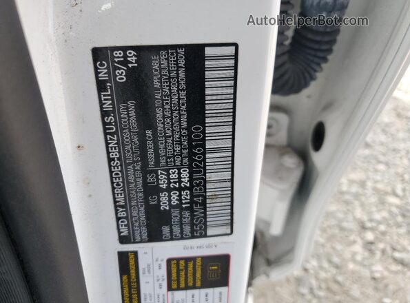 55SWF4JB3JU266100 2018 MERCEDES-BENZ C White 
