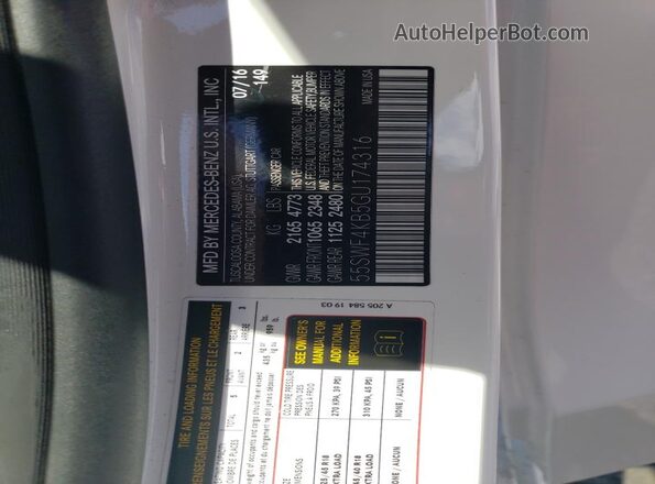 55SWF4KB5GU174316 2016 MERCEDES-BENZ C White Engine compartment view