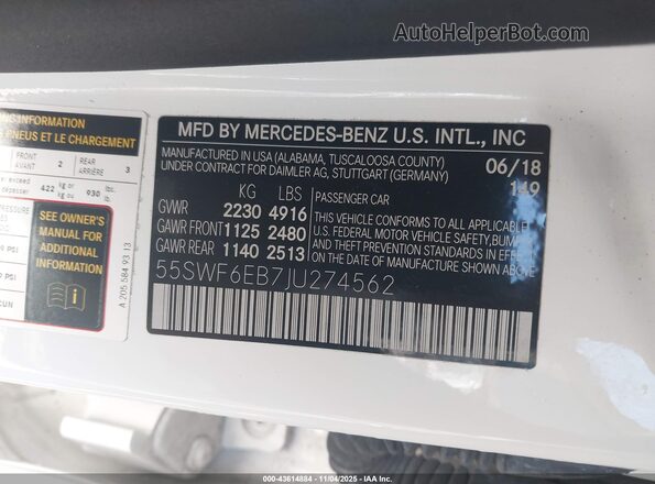 55SWF6EB7JU274562 2018 MERCEDES-BENZ AMG C 43 White Widok komory silnika