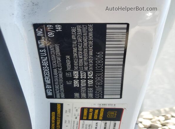 55SWF8DB3LU328066 2020 MERCEDES-BENZ C White Engine compartment view