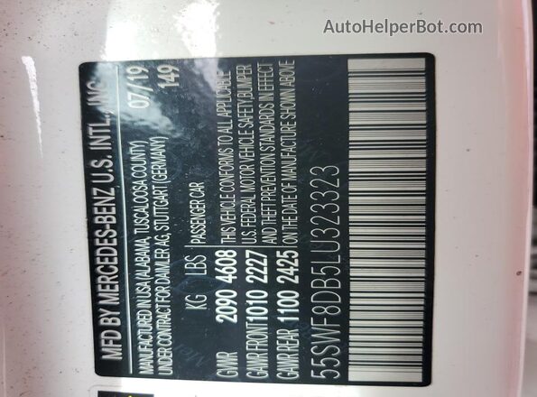 55SWF8DB5LU323323 2020 MERCEDES-BENZ C Белый Вид подкапотного пространства