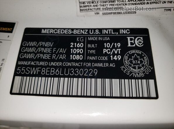55SWF8EB6LU330229 2020 MERCEDES-BENZ C White Շարժիչի բաժամունքի տեսք
