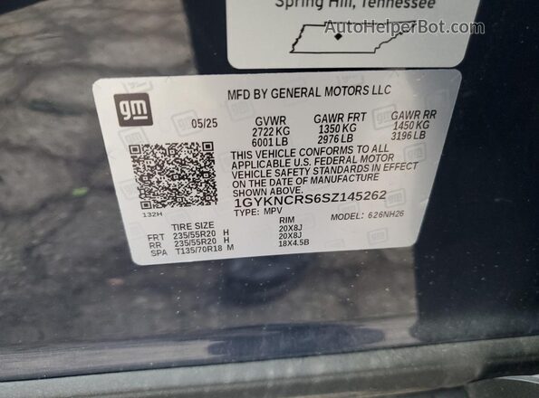 1GYKNCRS6SZ145262 2025 CADILLAC XT5 Blue 