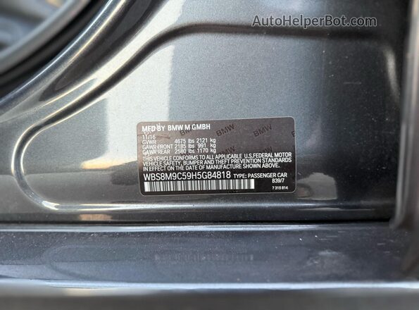 WBS8M9C59H5G84818 2017 BMW M3 Gray 