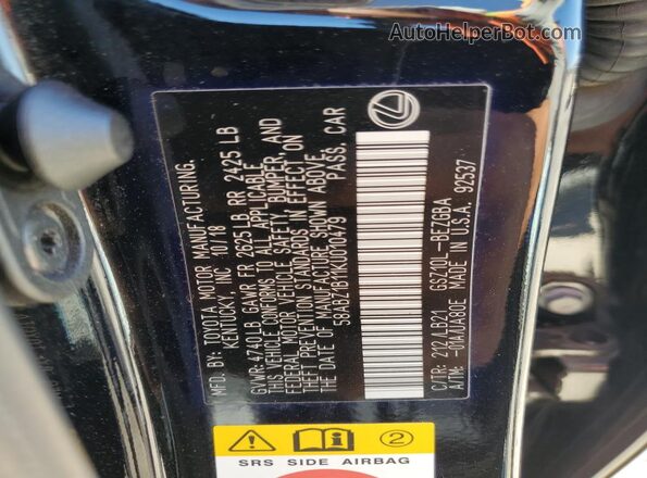 58ABZ1B11KU010479 2019 LEXUS ES Черный Вид подкапотного пространства