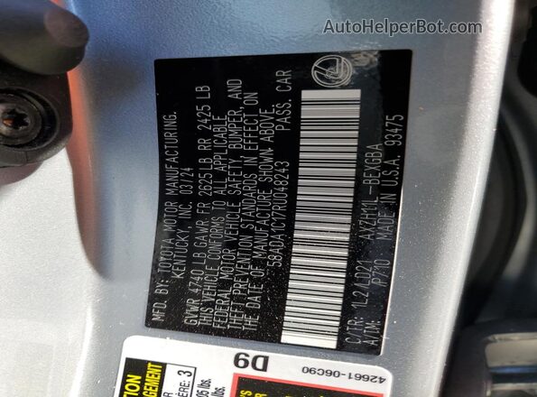 58ADA1C17RU048243 2024 LEXUS ES Silver 