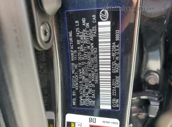 58ADZ1B10LU062163 2020 LEXUS ES Черный Вид подкапотного пространства