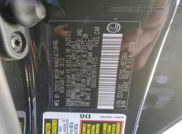 58ADZ1B19PU141725 2023 LEXUS ES Black Vista del compartimento del motor