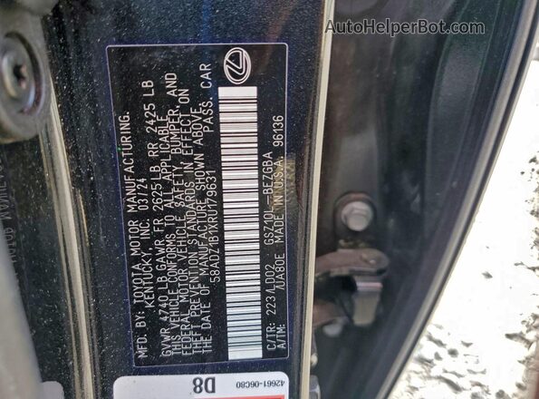 58ADZ1B1XRU179631 2024 LEXUS ES Black VIN sticker view