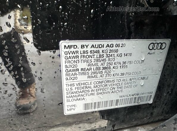 WA1LXAF78LD011550 2020 AUDI Q7 Black უკანა სალონის ხედი