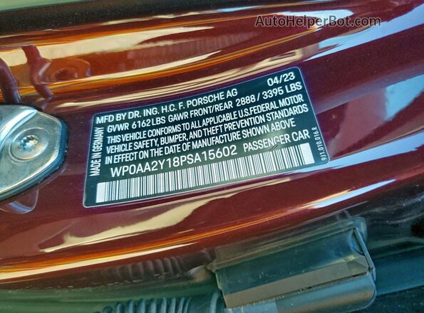 WP0AA2Y18PSA15602 2023 PORSCHE TAYCAN Burgundy Vista interior de 360 grados