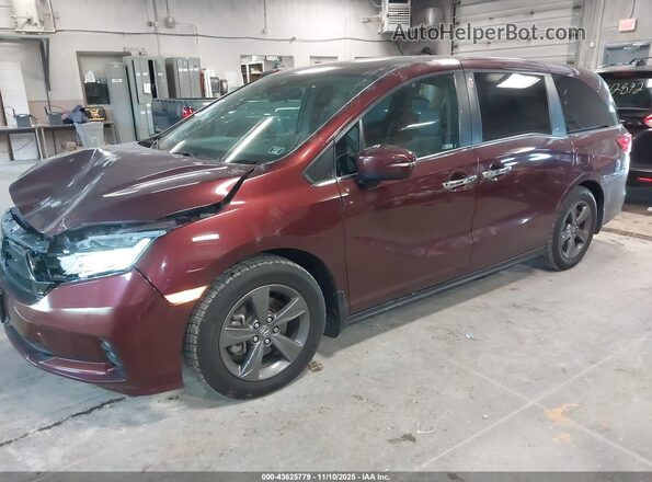 5FNRL6H51MB007015 2021 HONDA ODYSSEY Burgundy Առջևի ձախ երեք քառորդ տեսարան